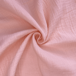 Ткань Муслин Жатый, цвет Нежно-Розовый (на отрез)  в Красногорске